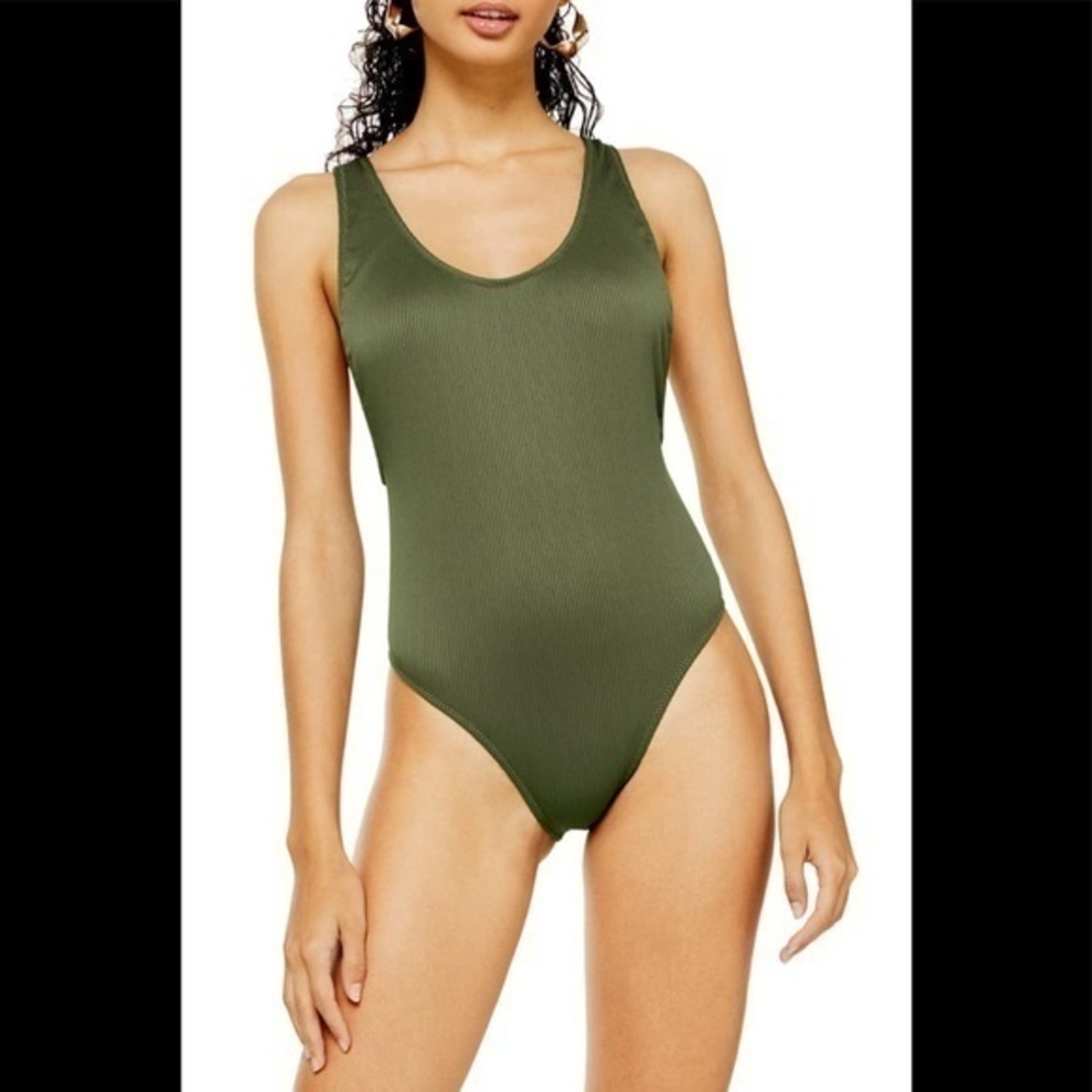 NWT TOPSHOP Ribbed Scoop Neck One Piece Swimsuit